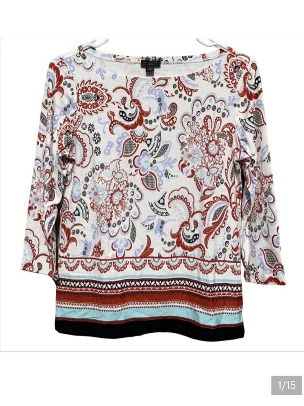 NWOT Ann Taylor Factory Paisley 3/4 Sleeve Size XS Top